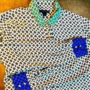J. Crew Fun Printed Silk Button Front Blouse